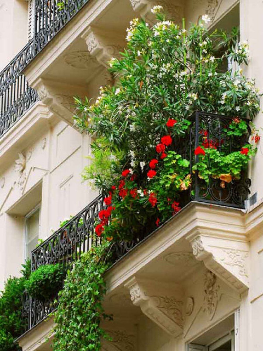 balcón con flores