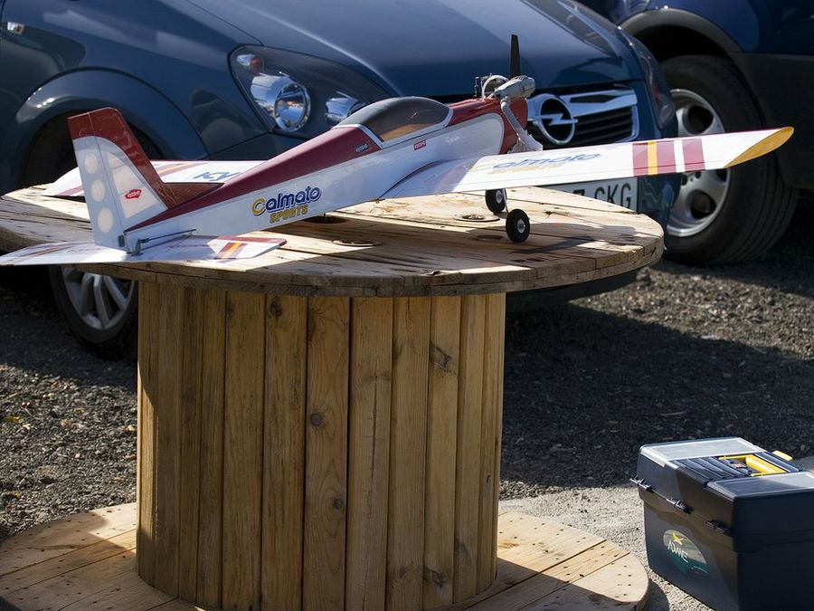 Bobina de cable como banco de trabajo