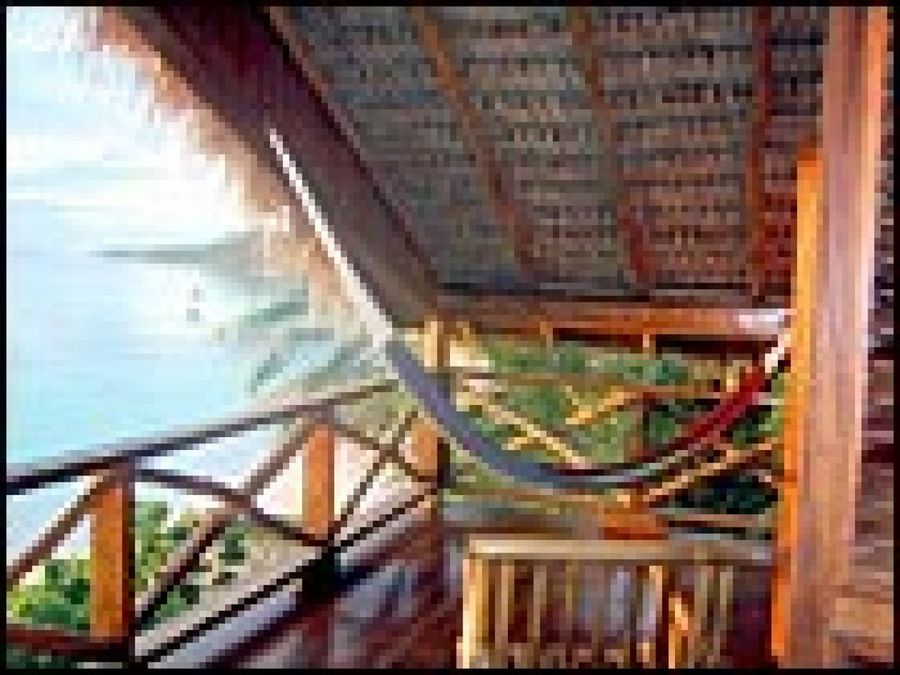 terraza de madera con hamaca