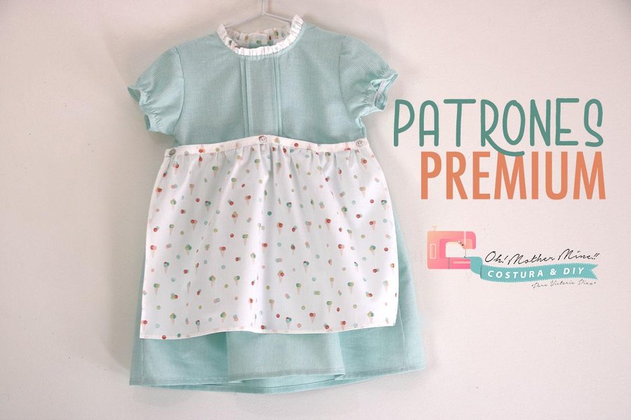 Patrones PREMIUM: Vestido helados delantal para niñas (tallas 9 meses 8 años) | Manualidades